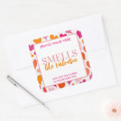 Smells Like Valentine Pink Candle Label  Quadratischer Aufkleber (Umschlag)