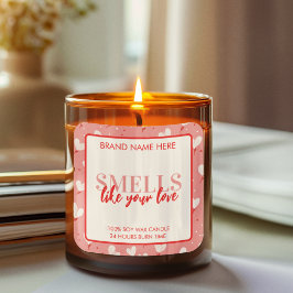 Smells Like Your Kisses Valentine Candle Label Quadratischer Aufkleber