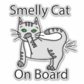 Smelly Cat on Board Funny Farb Spaß Aufkleber (Vorderseite)