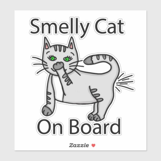 Smelly Cat on Board Funny Farb Spaß Aufkleber (Blatt)