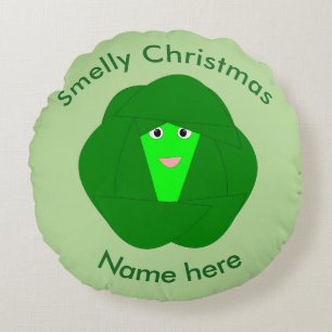 Smelly Christmas Brussels Sprout Pillow Rundes Kissen