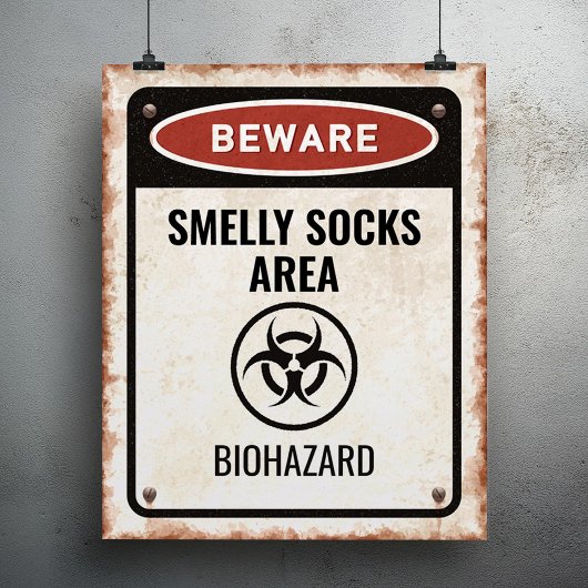 Smely Socks Area-Schild mit Biogefährdung-Symbol Poster