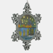 Smeraldo Galerie " sternenklare Nacht auf der Schneeflocken Zinn-Ornament (Links)