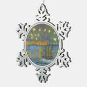 Smeraldo Galerie " sternenklare Nacht auf der Schneeflocken Zinn-Ornament (Rechts)