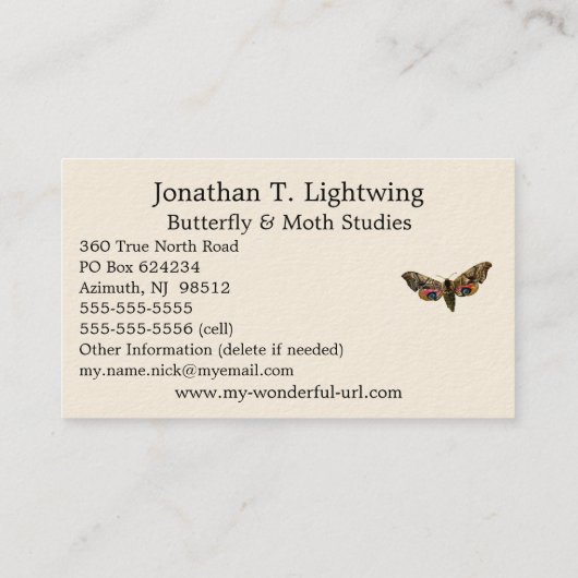 Smerinthus ocellata - Mit Augen Farbbild von Hawk- Visitenkarte (Rückseite)