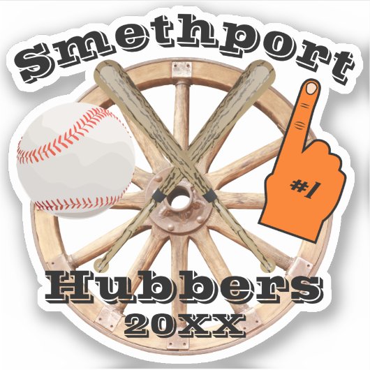 Smethport Hubbers #1 Fan Baseball Softball und Bat Aufkleber (Vorderseite)