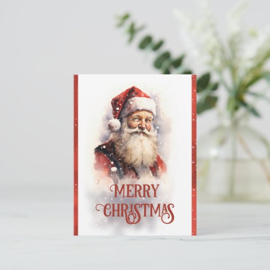 Smilch Santa Claus Wassercolor Postkarte (Stehend Vorderseite)