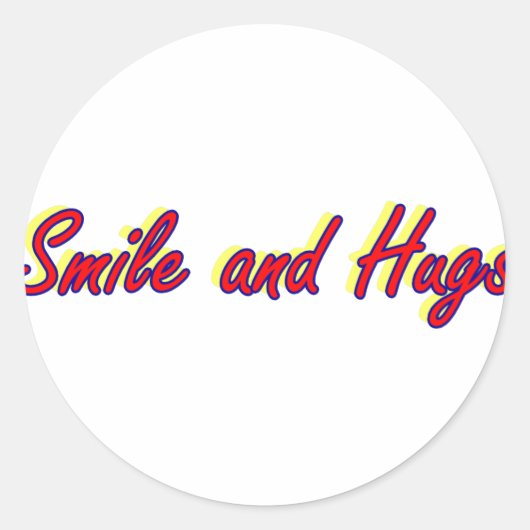 Smile and Hugs Runder Aufkleber (Vorderseite)