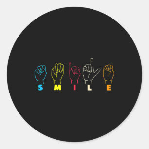 Smile Asl Alphabet Amerikanische Gebärdensprache A Runder Aufkleber
