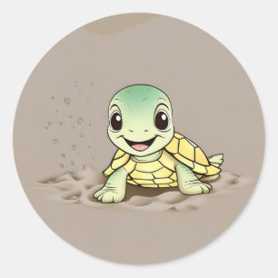Smile Baby Turtle Runder Aufkleber