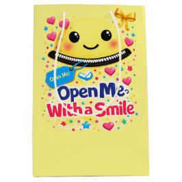 Smile Before You Open, Gift Bag Funny Mittlere Geschenktüte
