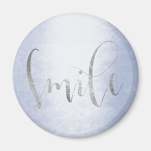 Smile Blue Pastel Silver Gray Ombre Ermutigung Magnet (Vorne)