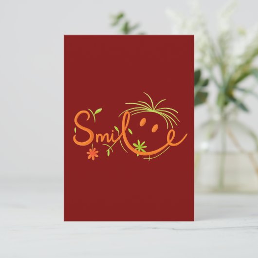 Smile Brush Style Line Art | Thank You Card 3.5"x5 Dankeskarte (Stehend Vorderseite)