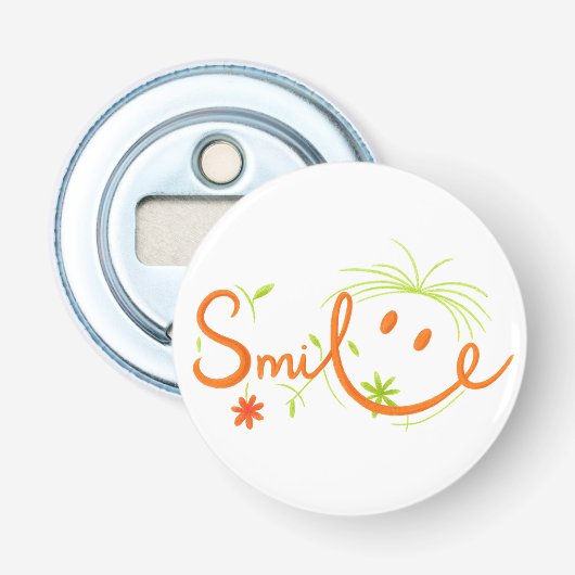 Smile-Bürstenstil-Linienkunst | Flaschenöffner (Vorderseite)