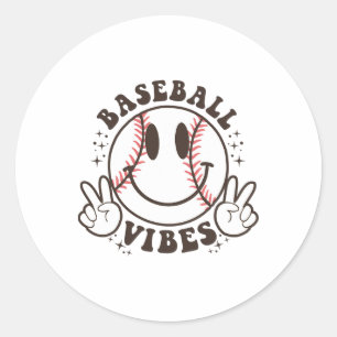 Smile Bysebyll Vibes Game Day Life Mama Retro Happ Runder Aufkleber