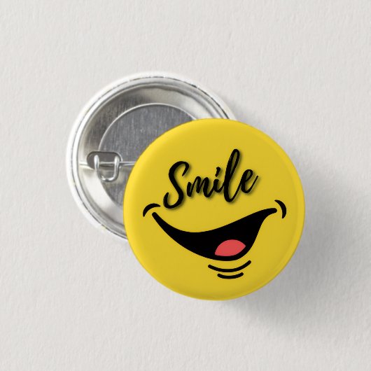 Smile 😊 | Cheerful Yellow Badge | Positive Vibes Button (Vorne & Hinten)
