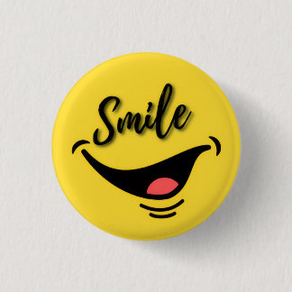 Smile 😊 | Cheerful Yellow Badge | Positive Vibes Button