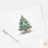 Smile Christmas Delight Quadratischer Aufkleber (Umschlag)