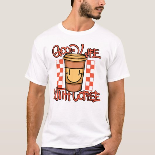 Smile Coffee Cup Streetwear T-Shirt (Vorderseite)