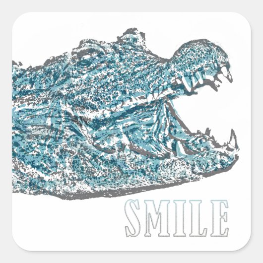 Smile Crocodile Quadratischer Aufkleber (Vorderseite)