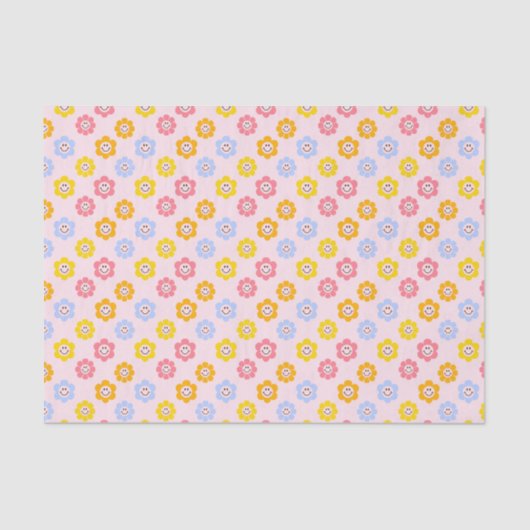 Smile Daisy Niedlich Groovy Retro Seidenpapier (Vorderseite)