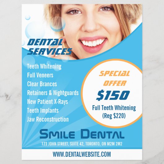Smile Dentist Services mit Flyer für Sonderangebot (Vorne)
