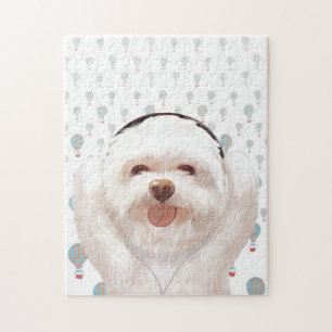 Smile Dog hören Musik mit Headphone Puzzle