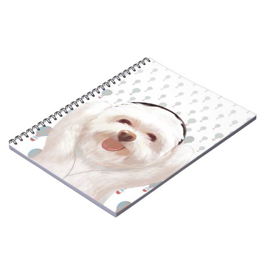 Smile Dog Musik hören mit Headphone Notebo Notizblock (Linke Seite)