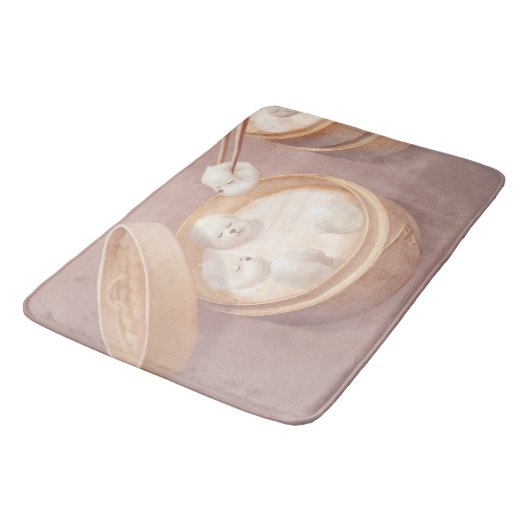 Smile Dog - Xiao Long Bao Delight Badematte (Schrägansicht)