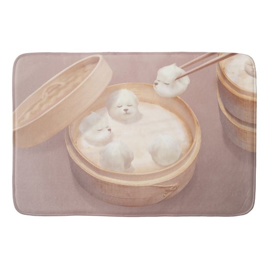 Smile Dog - Xiao Long Bao Delight Badematte (Vorderseite)