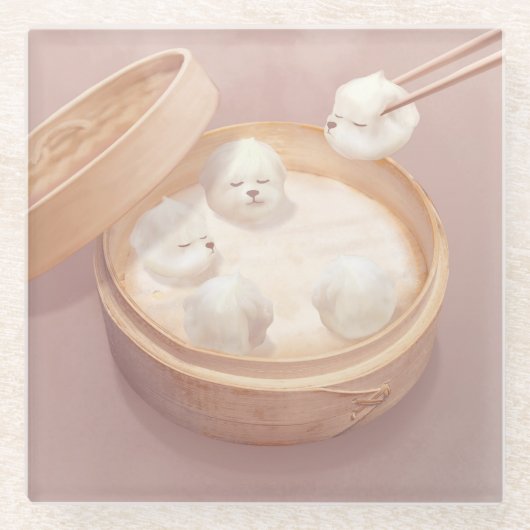 Smile Dog - Xiao Long Bao Delight Glasuntersetzer (Vorderseite)