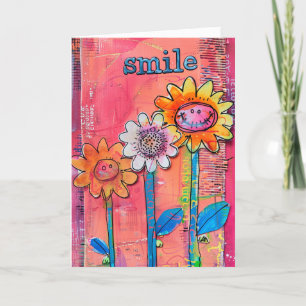 *~**~ SMILE Doodle Art farbenfrohe whimsistische B Dankeskarte