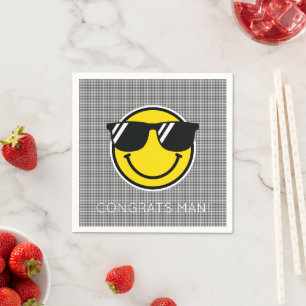 Smile Emoji Happy Face ADD EIGENE TEXT Gingham Coo Serviette