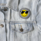Smile Emoji Happy Face Sonnenbrillen Gingham Fun Button (Beispiel)