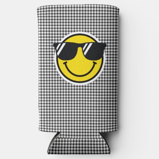Smile Emoji Happy Face Sonnenbrillen Gingham Fun Selters Dosenkühler (Vorderseite)