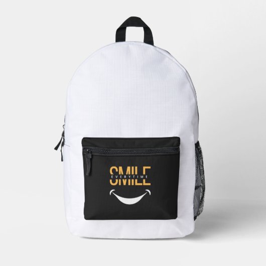 Smile Everytime – Spread Positive Vibes Anywhere Bedruckter Rucksack (Vorderseite)