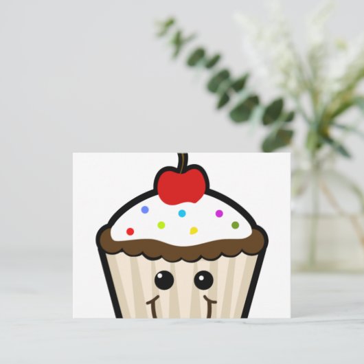Smile Face Cupcake Postkarte (Stehend Vorderseite)