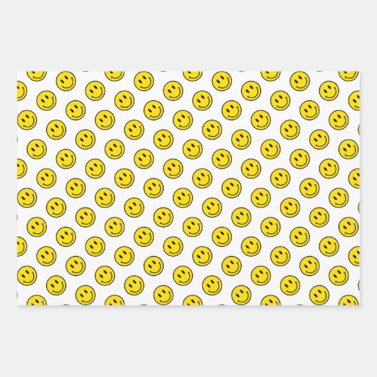 Smile Face Emojis Happy Yellow Polka Dot Fun Geschenkpapier Set (Vorderseite 3)