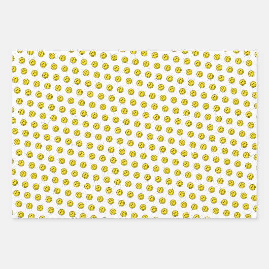 Smile Face Emojis Happy Yellow Polka Dot Fun Geschenkpapier Set (Vorderseite 2)