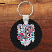 Smile Face Heart American Flag Frauen 4. JU Schlüsselanhänger (Vorderseite)