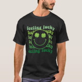 Smile Face Kleeblatt Trendy Aesthetic St Patricks  T-Shirt (Vorderseite)
