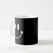 Smile Face Middle Finger Hand Funny Sarcasm Meme S Kaffeetasse (Vorderseite Links)