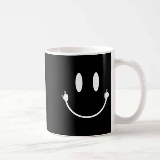 Smile Face Middle Finger Hand Funny Sarcasm Meme S Kaffeetasse (Rechts)