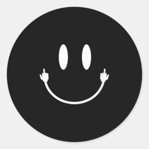 Smile Face Middle Finger Hand Funny Sarcasm Meme S Runder Aufkleber