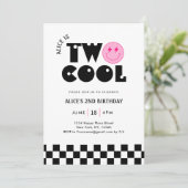 Smile Face Retro 2. Cooler Geburtstag Einladung (Stehend Vorderseite)