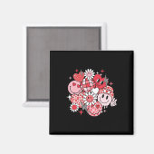 Smile Face Valentinstag Vibes Leopard Blume Gro Magnet (Vorderseite/Rückseite)