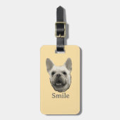 Smile French Bulldog Beige Gepäckanhänger (Vorderseite vertikal)