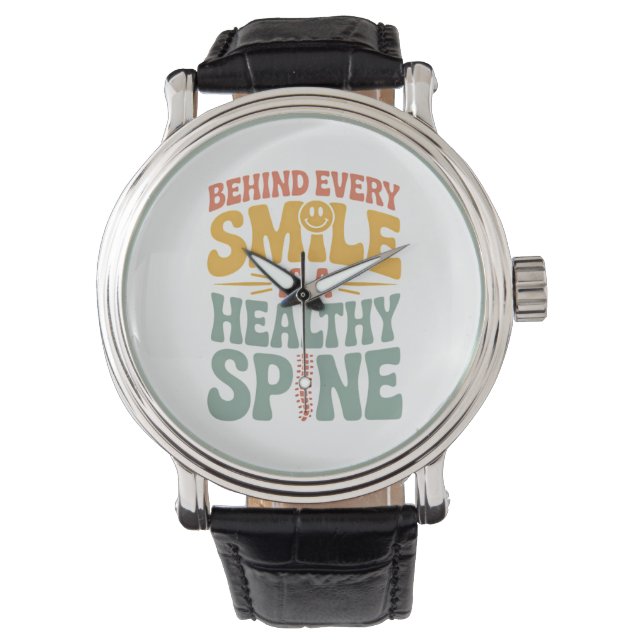Smile Gesunder Spine Chiropraktor Zitat Design Armbanduhr (Vorderseite)