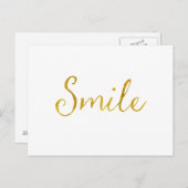 Smile Gold Imitate Glitzer Metallic Sequins Zitat Postkarte (Vorne/Hinten)