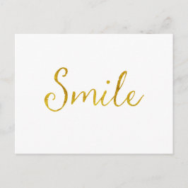 Smile Gold Imitate Glitzer Metallic Sequins Zitat Postkarte